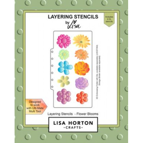 flower blooms layering stencils set  - by lisa horton LHCAS032
